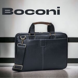 BOCONI Bags l Black l Genuine Leather l Briefcase Laptop Bag l Shoulder strap